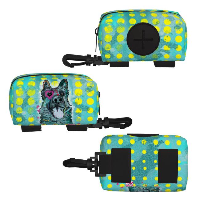 Kack & Pack mit Hundemotiv Aussie - Hundekottütentasche, Hundekotbeutelhalter, bunt, Polyster, Mischling, Mix, Australian Shepherd